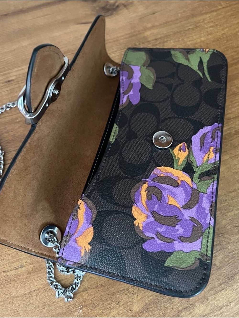 Coach Floral Chain Crossbody Bag - Purple/Black/Green💜💜💜💜💜💜💜 - Picture 11 of 16